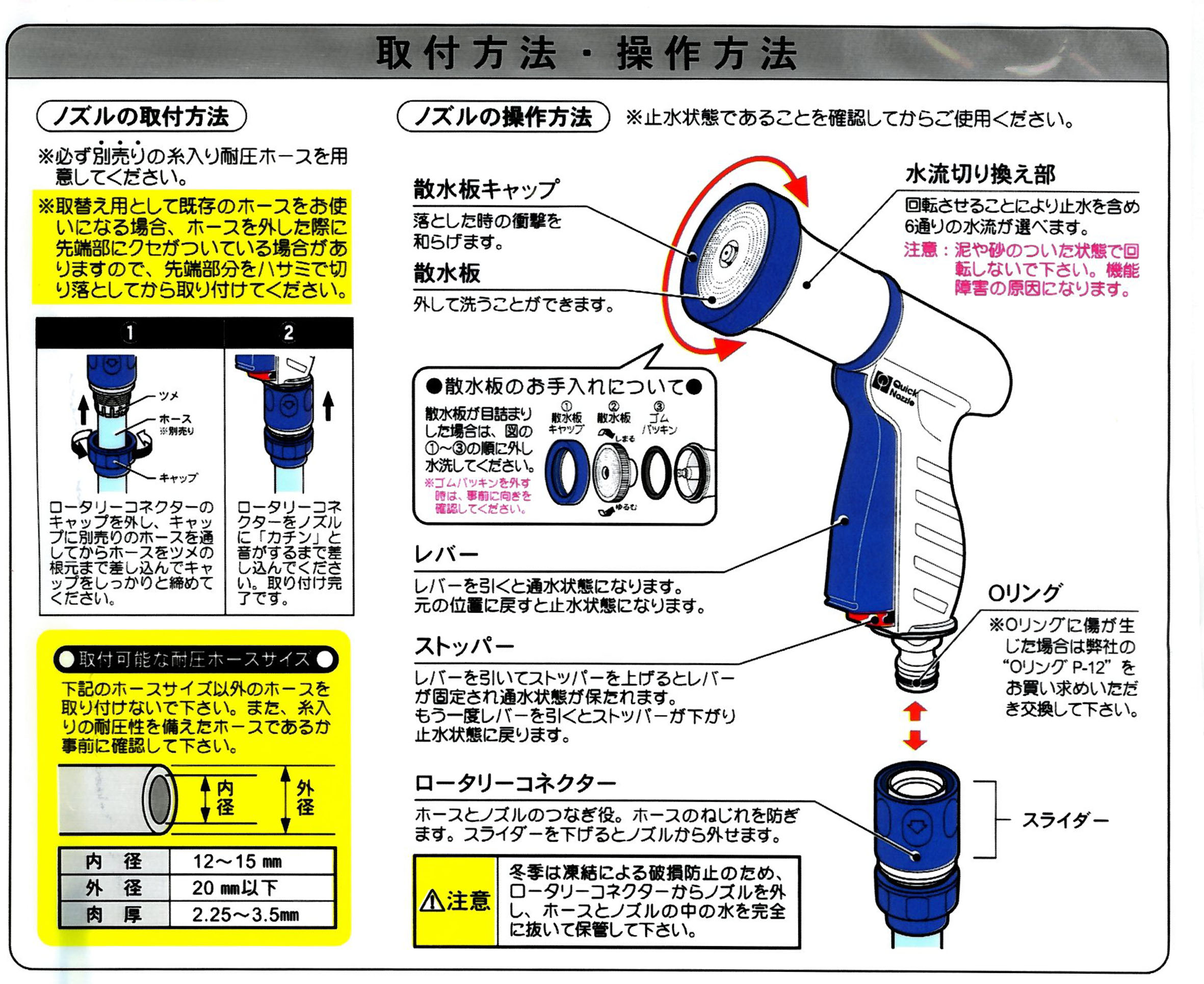 EA124KC-1｜120mm スプレーノズル(6ﾊﾟﾀｰﾝ)のページ -